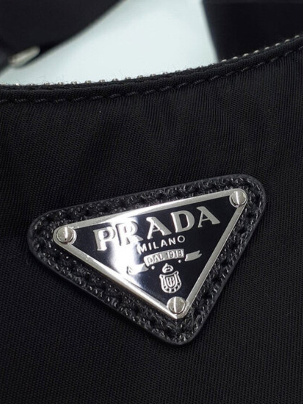 Black Nylon Shoulder Bag with Silver Chain and Pouch - Picture 2 of 3